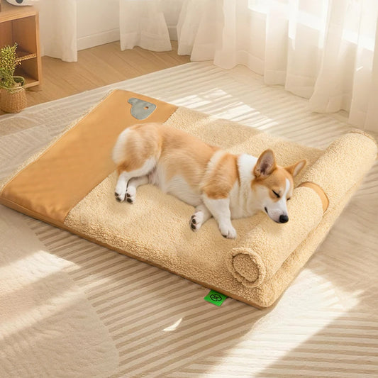 Detachable Soft Plush Dog House with Pillow Comfortable Thickened High Elastic Sponge Indoor Dog Sleeping Mat Pets Accessories