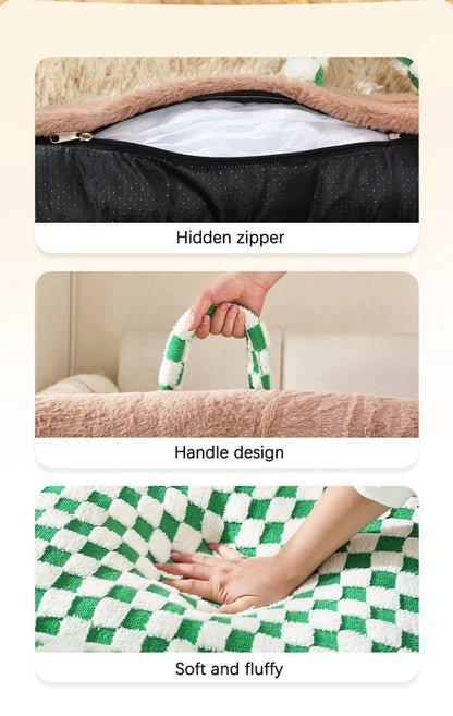 Fashion Plaid Large Square Pet Bed Removable Winter Warmth Comfortable Indoor Deep Sleeping Puppy Cat Mat Mata Wechowa Dla Psow