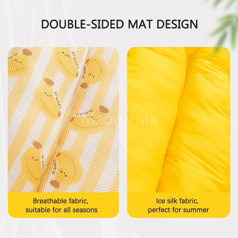 Banana Ice Silk Cooling Cat Bed with Dual-Sided Mat Non-Slip Comfortable Breathable Pet Sofa for Small Dogs Summer Pet Cushion