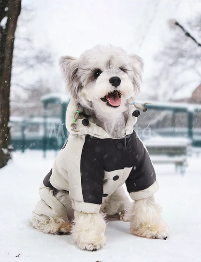 Graphene Heating Winter Dog Coat Windproof Waterproof Hooded Four‑Legged Pet Jumpsuit Cotton Down Puppy Sweatshirt Clothing