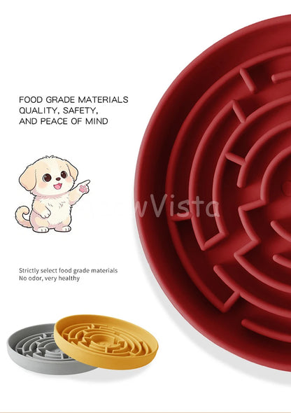 Silicone Round Maze Dog Slow Feeder Bowl Non Slip Anti-Choking Pet Slow Feeding Pad for Medium Large Dogs Platos Para Perros