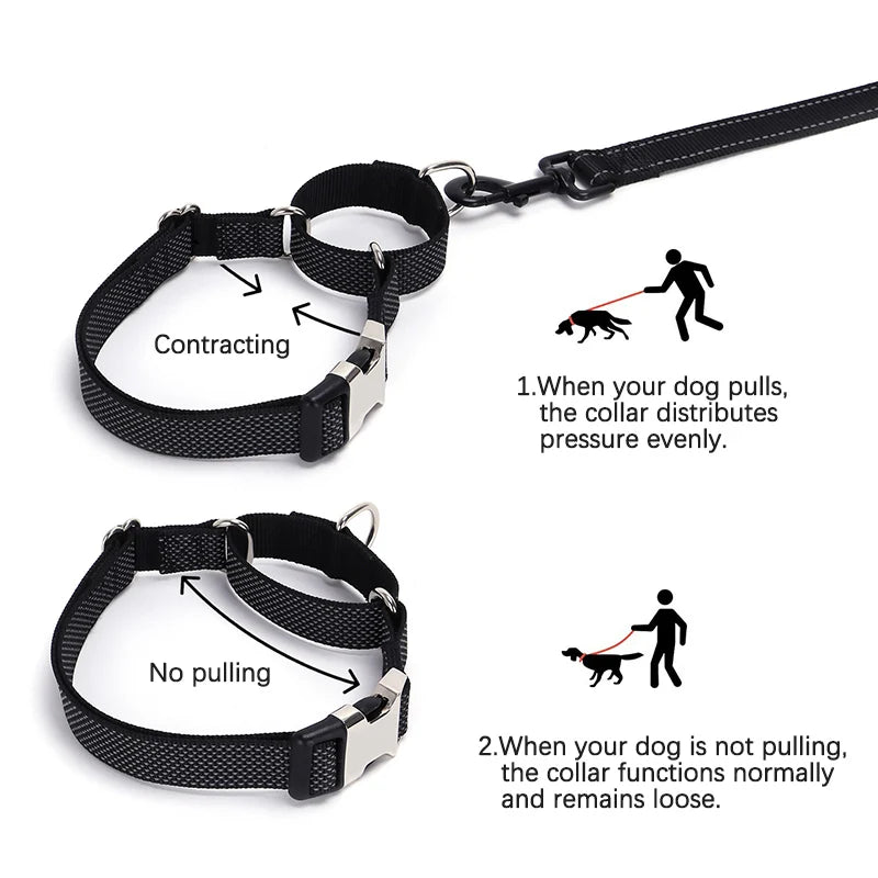 Personalized Martingale Dog Collar with Custom Name Adjustable Anti-Escape No Pull Training Collar for Dogs Pet Safety Accessory