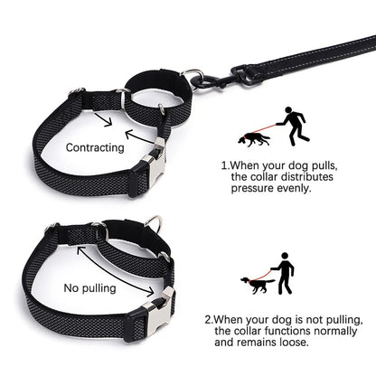 Personalized Martingale Dog Collar with Custom Name Adjustable Anti-Escape No Pull Training Collar for Dogs Pet Safety Accessory