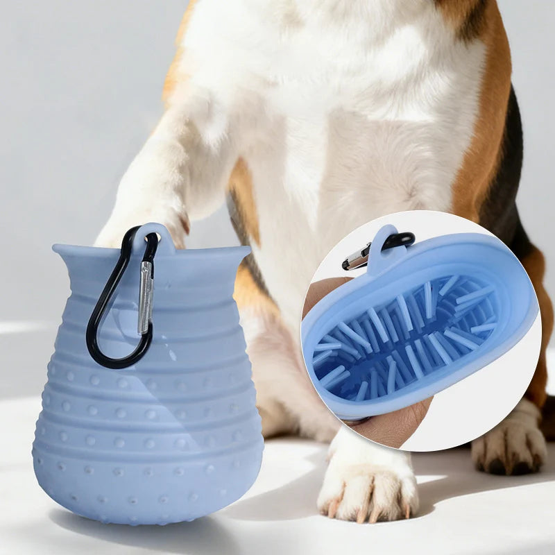 2 in 1 Portable Dog Paw Cleaner Cup with Towel Soft Silicone Pet Foot Washer for Small Medium Dogs Pet Home Grooming Supplies
