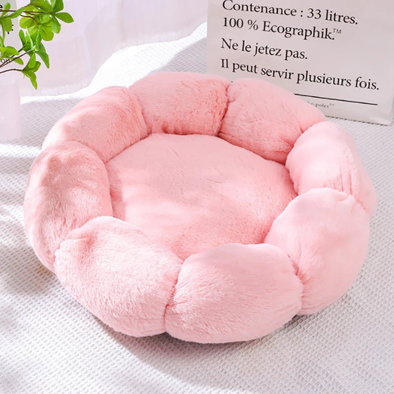40-60cm Luxury Comfortable Cat Bed Breathable Soft Long Plush Unique Flower-Shaped Indoor Sleeping Dog Mat Pet Supplies