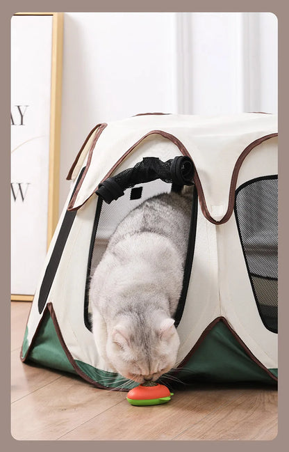Portable Foldable Semi-Enclosed Pet Tent House Cozy Hexagon Waterproof Oxford Cloth Outdoor Pet Fence for Cats Cosas Para Gatos