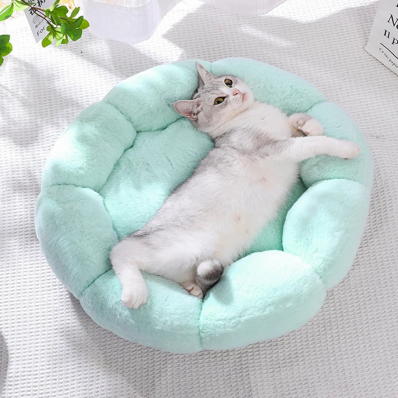 40-60cm Luxury Comfortable Cat Bed Breathable Soft Long Plush Unique Flower-Shaped Indoor Sleeping Dog Mat Pet Supplies