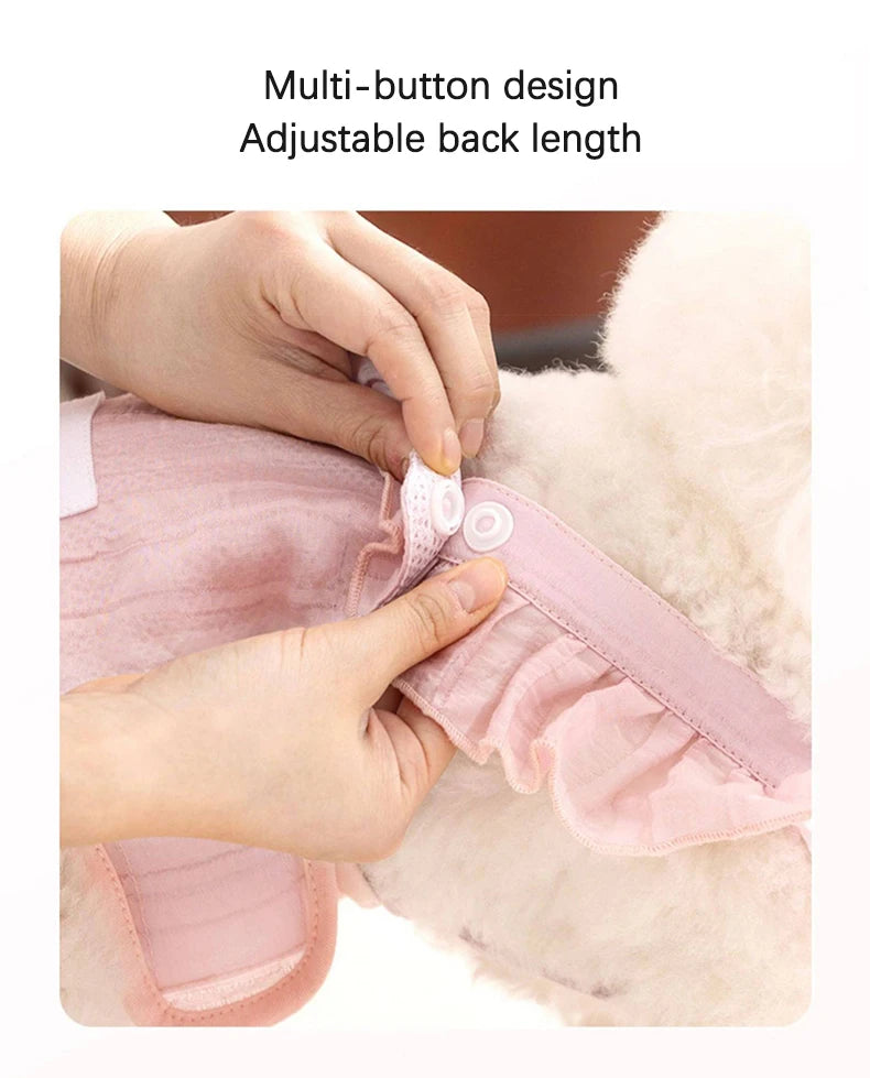 Summer Breathable Female Dog Physiological Pants Anti-Snagging Sweet Ruffle Comfortable Adjustable Puppy Outfit Pet Homewear