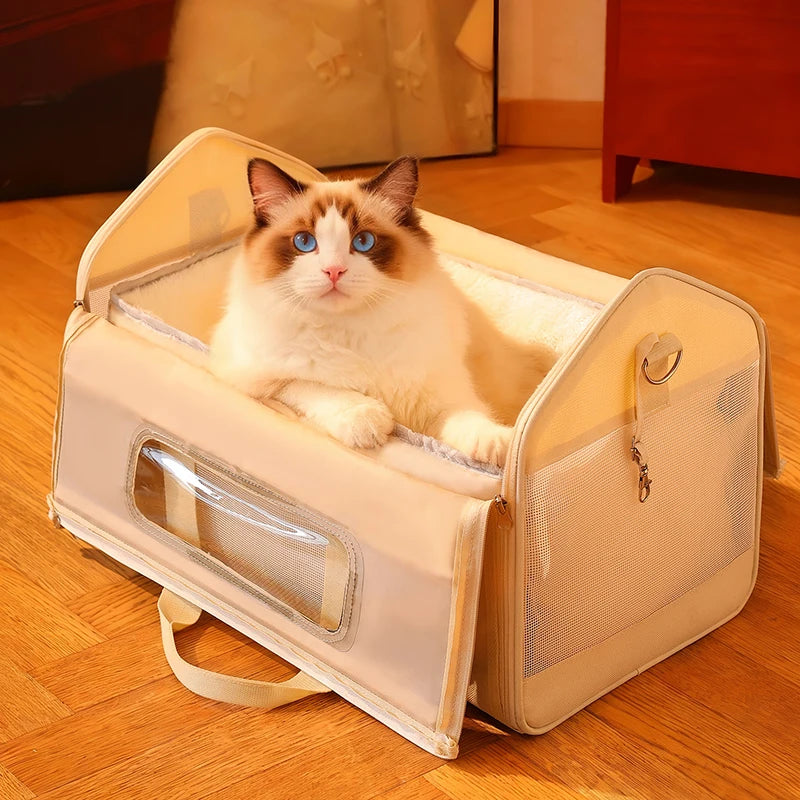 Portable Large Capacity Cat Carrier Handheld Breathable Warm Fleece Lining Outdoor Travel Dog Purse Carrier Brinquedo De Gato