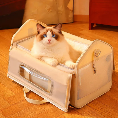 Portable Large Capacity Cat Carrier Handheld Breathable Warm Fleece Lining Outdoor Travel Dog Purse Carrier Brinquedo De Gato