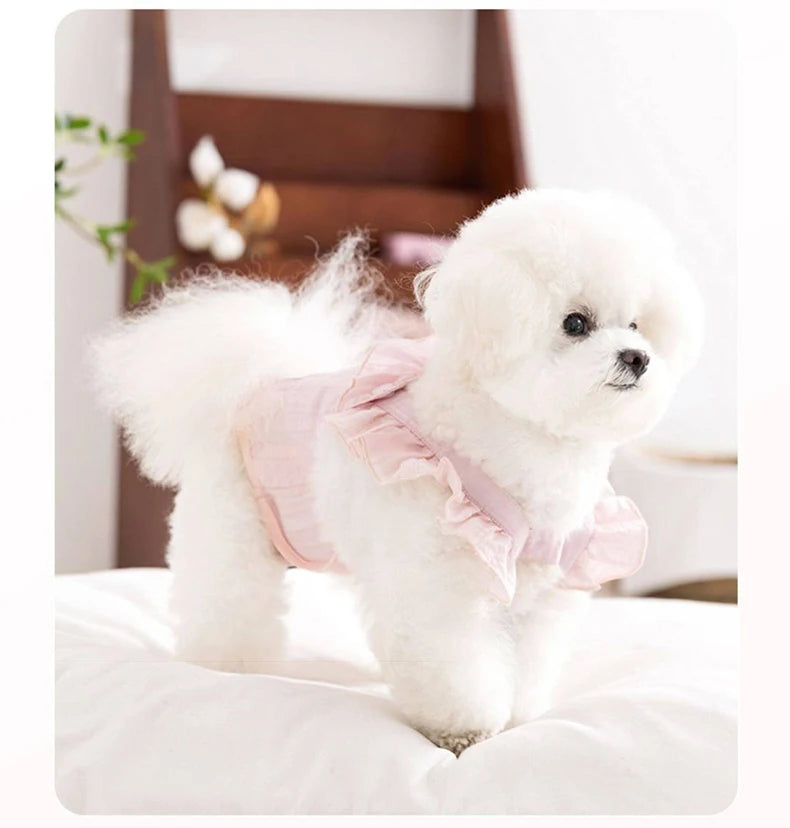 Summer Breathable Female Dog Physiological Pants Anti-Snagging Sweet Ruffle Comfortable Adjustable Puppy Outfit Pet Homewear
