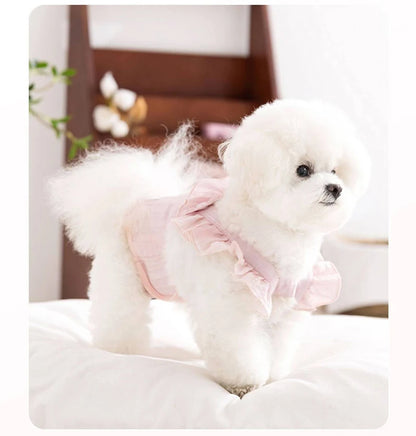 Summer Breathable Female Dog Physiological Pants Anti-Snagging Sweet Ruffle Comfortable Adjustable Puppy Outfit Pet Homewear