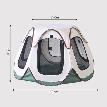 Portable Foldable Semi-Enclosed Pet Tent House Cozy Hexagon Waterproof Oxford Cloth Outdoor Pet Fence for Cats Cosas Para Gatos