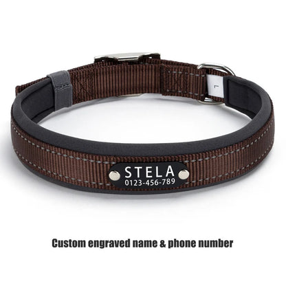 Personalized Reflective Dog Collar with Detachable Name Tag Soft Neoprene Padded Adjustable Nylon Collar for Dogs Pet Pitbulls