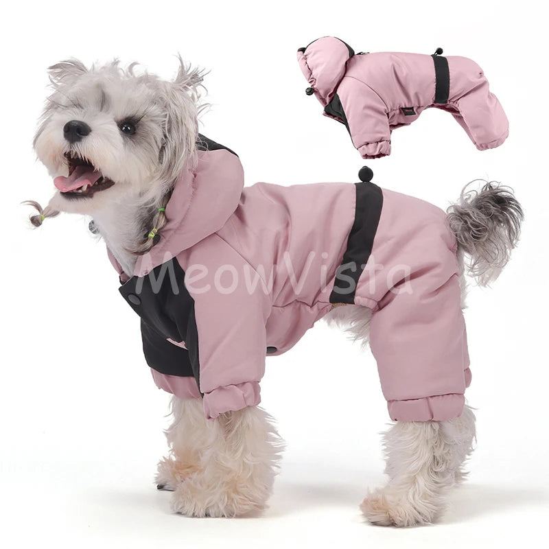 Graphene Heating Winter Dog Coat Windproof Waterproof Hooded Four‑Legged Pet Jumpsuit Cotton Down Puppy Sweatshirt Clothing
