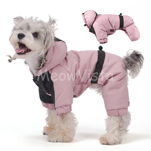 Graphene Heating Winter Dog Coat Windproof Waterproof Hooded Four‑Legged Pet Jumpsuit Cotton Down Puppy Sweatshirt Clothing