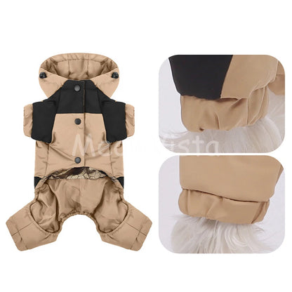 Graphene Heating Winter Dog Coat Windproof Waterproof Hooded Four‑Legged Pet Jumpsuit Cotton Down Puppy Sweatshirt Clothing