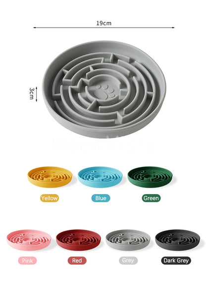 Silicone Round Maze Dog Slow Feeder Bowl Non Slip Anti-Choking Pet Slow Feeding Pad for Medium Large Dogs Platos Para Perros