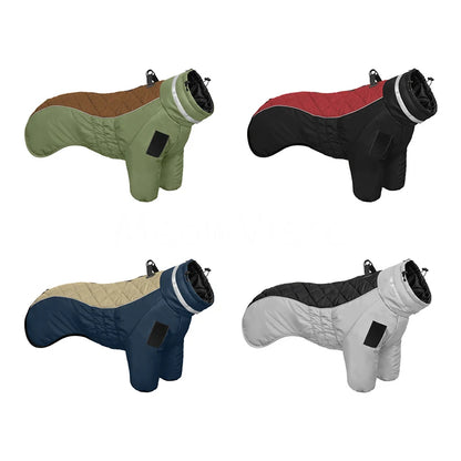 Color‑blocked Four‑Legged Large Dog Winter Coat Comfortable Windproof Reflective Dog Jumpsuit with D‑Ring for Doberman Labrador