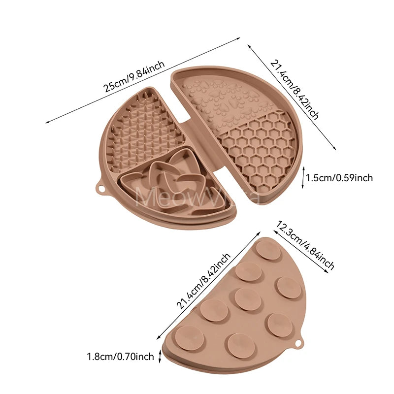4-in-1 Portable Foldable Silicone Pet Lick Mat Non-Slip Anti-Choking Dog Slow Feeder for Bathing Distraction & Food Training