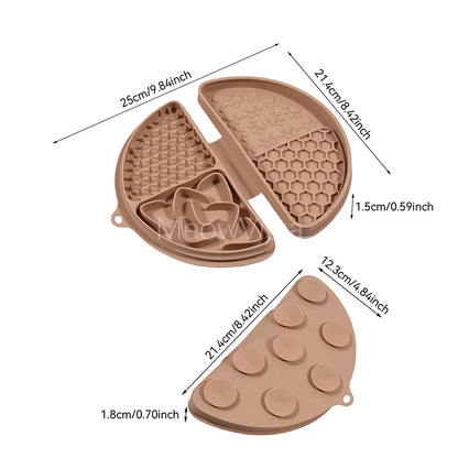 4-in-1 Portable Foldable Silicone Pet Lick Mat Non-Slip Anti-Choking Dog Slow Feeder for Bathing Distraction & Food Training