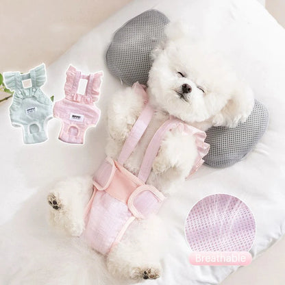 Summer Breathable Female Dog Physiological Pants Anti-Snagging Sweet Ruffle Comfortable Adjustable Puppy Outfit Pet Homewear