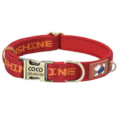 Free Custom Engraved Nylon Dog Collar Personalized Name Phone Number ID Tag Anti-lost Adjustable Printed Pet Collar for Dogs