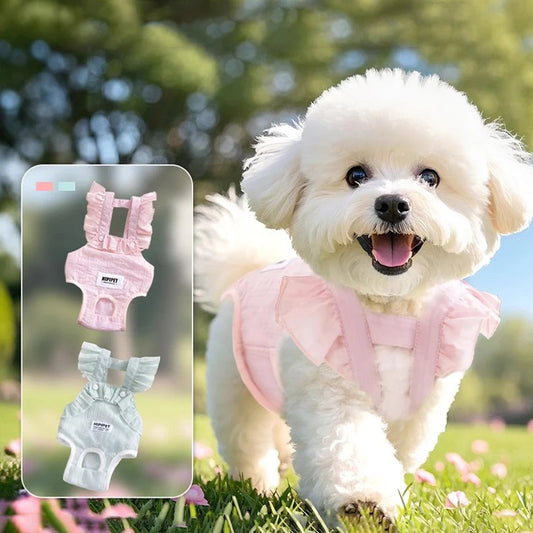 Summer Breathable Female Dog Physiological Pants Anti-Snagging Sweet Ruffle Comfortable Adjustable Puppy Outfit Pet Homewear