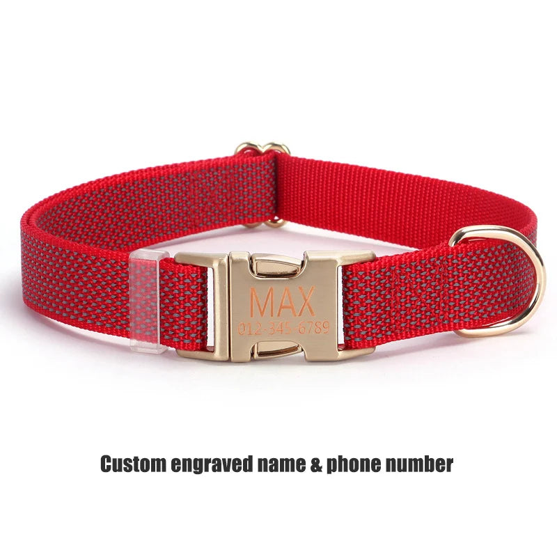 Personalized Nylon Dog Collar with Free Engraving Durable Reflective  Anti-lost Buckle Necklace for Dogs Daily Walking Training