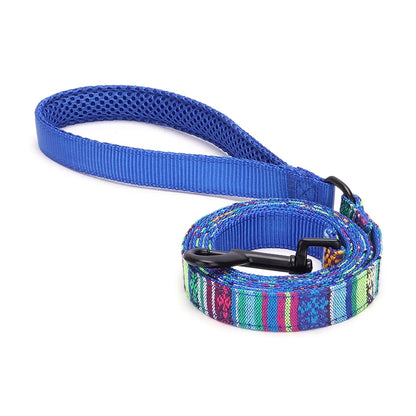 Bohemian Striped Dog Collar Custom Engraved with Rose Gold Buckle Personalized Nylon Collar for Small Large Dogs Daily Walking