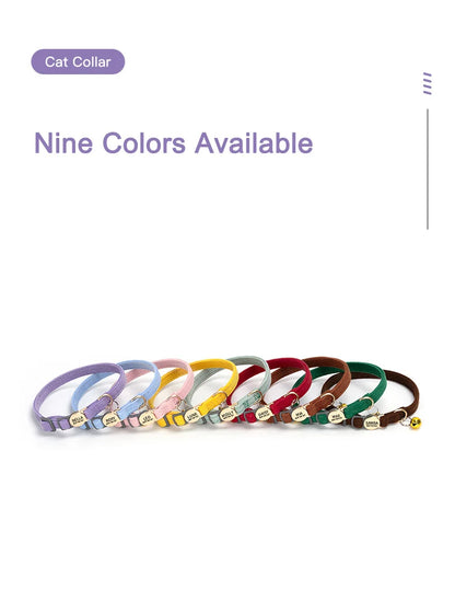Adjustable Custom Engraved Cat Collar with Bell Anti-lost Durable Comfortable Soft Corduroy Kitten ID Collar Pet Safety Necklace