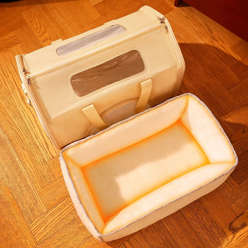 Portable Large Capacity Cat Carrier Handheld Breathable Warm Fleece Lining Outdoor Travel Dog Purse Carrier Brinquedo De Gato