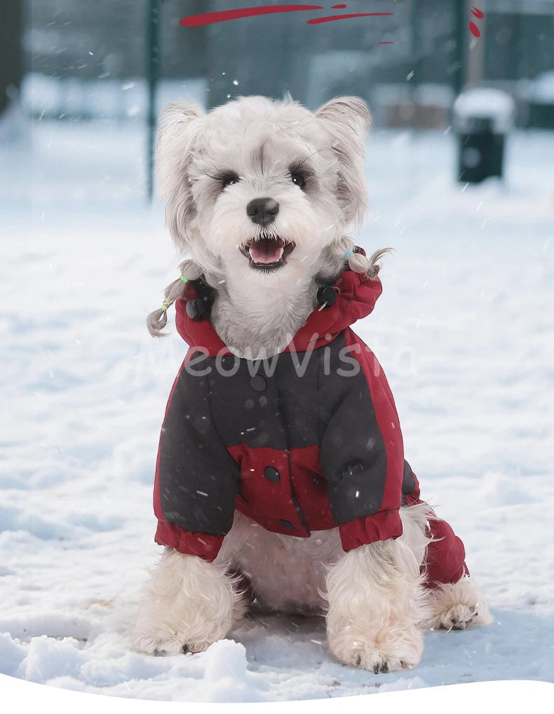 Graphene Heating Winter Dog Coat Windproof Waterproof Hooded Four‑Legged Pet Jumpsuit Cotton Down Puppy Sweatshirt Clothing