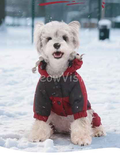 Graphene Heating Winter Dog Coat Windproof Waterproof Hooded Four‑Legged Pet Jumpsuit Cotton Down Puppy Sweatshirt Clothing