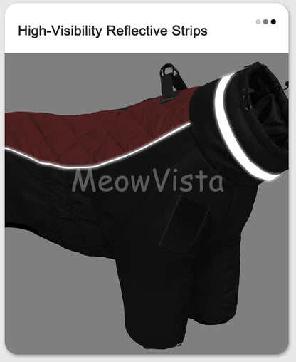 Color‑blocked Four‑Legged Large Dog Winter Coat Comfortable Windproof Reflective Dog Jumpsuit with D‑Ring for Doberman Labrador