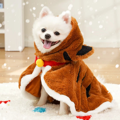 Warmth Polyester Fiber Tiger Costume Puppy Cat Cape Winter Thickened Funny Cosplay Pet Clothing Jumpsuit Roupa Para Cachorro
