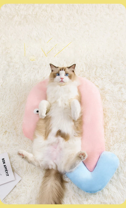 Cute U-Shaped Pet Little Pillow Four Seasons Universal Neck Protector Comfortably Sleeping Cat Coussin Chat Pets Nest Supplies