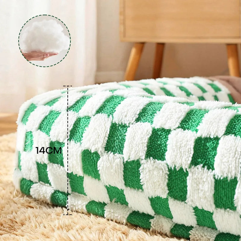 Fashion Plaid Large Square Pet Bed Removable Winter Warmth Comfortable Indoor Deep Sleeping Puppy Cat Mat Mata Wechowa Dla Psow