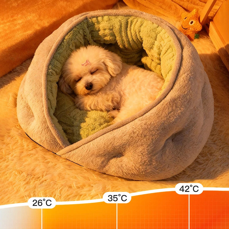 Winter Thiened Wrapped Plush Small Dog Sofa Bed Semi-enclosed Skin-friendly Breathable Pet House Teddy Pomeranian Accessories