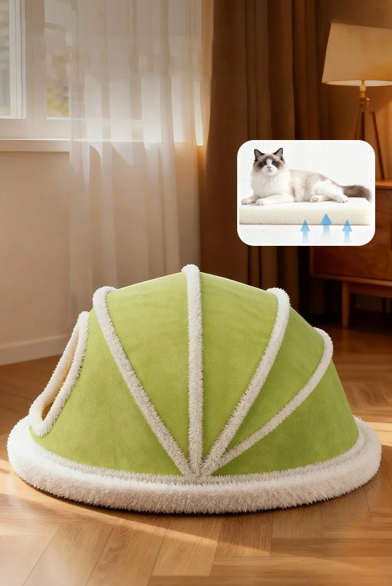 Thickened Enclosed Tent Cat House Foldable Portable Soft Warm Calming Cat Nest Anti-Anxiety Large Space Pet Bed for Kittens Cats