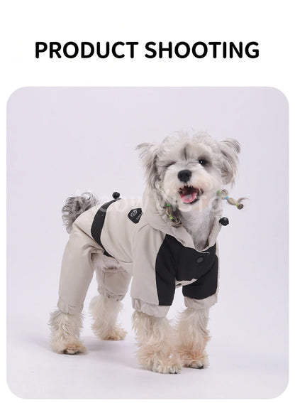Graphene Heating Winter Dog Coat Windproof Waterproof Hooded Four‑Legged Pet Jumpsuit Cotton Down Puppy Sweatshirt Clothing