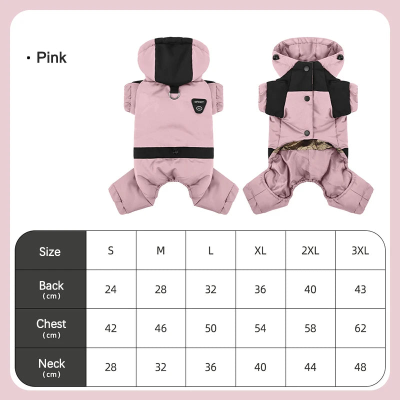 Graphene Heating Winter Dog Coat Windproof Waterproof Hooded Four‑Legged Pet Jumpsuit Cotton Down Puppy Sweatshirt Clothing