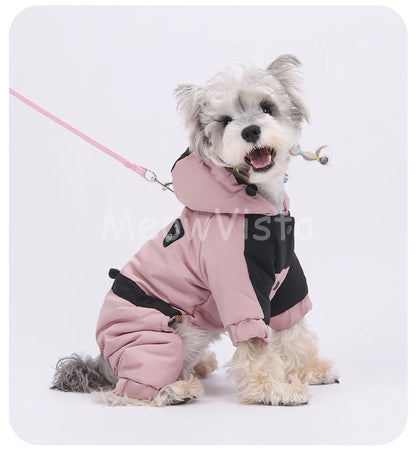 Graphene Heating Winter Dog Coat Windproof Waterproof Hooded Four‑Legged Pet Jumpsuit Cotton Down Puppy Sweatshirt Clothing