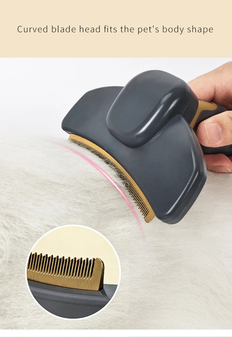Self-Cleaning Dog Deshedding Brush Durable Pet Grooming Comb for Short/Long Hair Dogs Stainless Steel Undercoat Fur Remover Tool