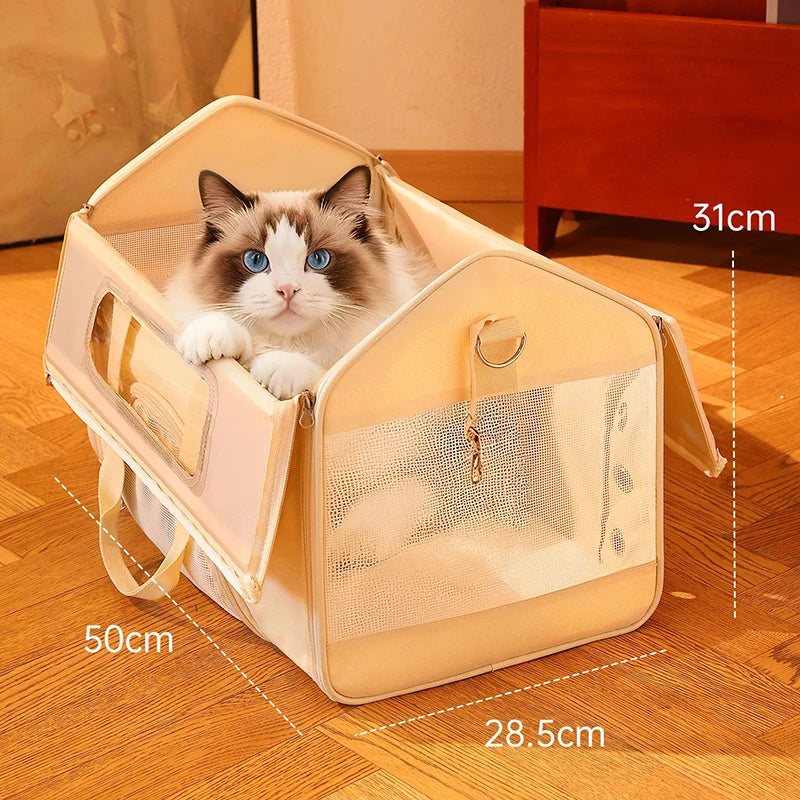 Portable Large Capacity Cat Carrier Handheld Breathable Warm Fleece Lining Outdoor Travel Dog Purse Carrier Brinquedo De Gato