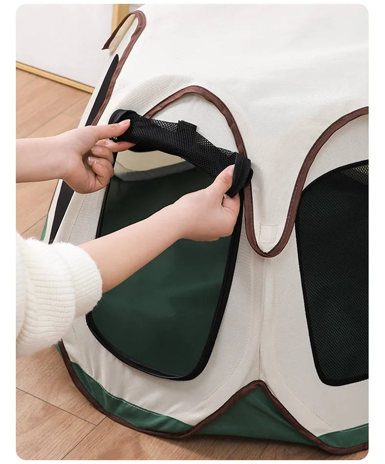 Portable Foldable Semi-Enclosed Pet Tent House Cozy Hexagon Waterproof Oxford Cloth Outdoor Pet Fence for Cats Cosas Para Gatos