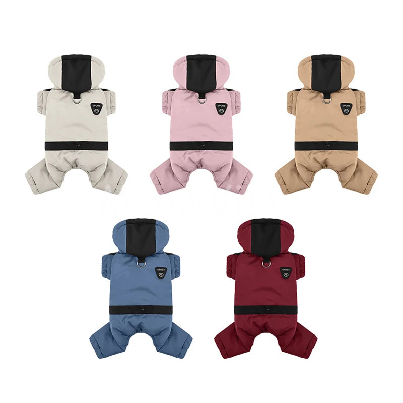 Graphene Heating Winter Dog Coat Windproof Waterproof Hooded Four‑Legged Pet Jumpsuit Cotton Down Puppy Sweatshirt Clothing