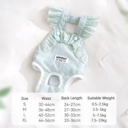 Summer Breathable Female Dog Physiological Pants Anti-Snagging Sweet Ruffle Comfortable Adjustable Puppy Outfit Pet Homewear