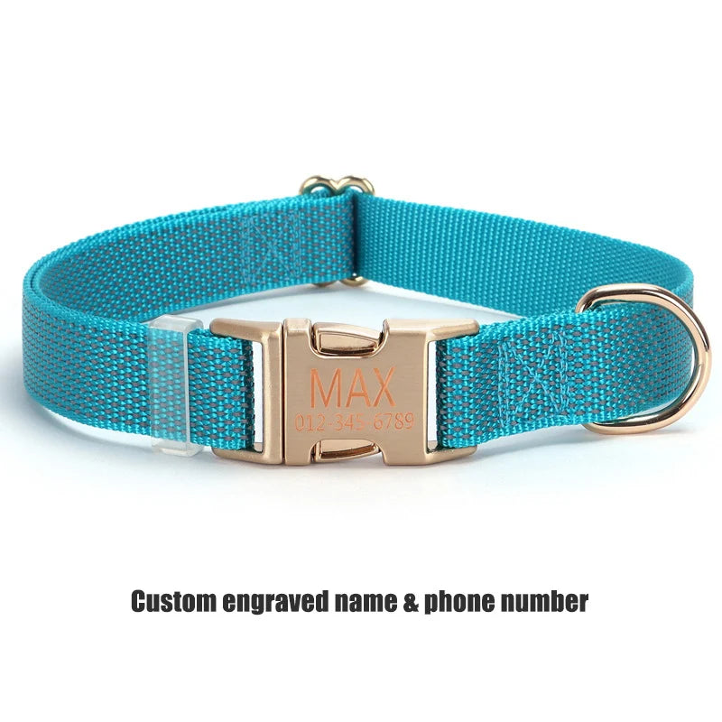 Personalized Nylon Dog Collar with Free Engraving Durable Reflective  Anti-lost Buckle Necklace for Dogs Daily Walking Training