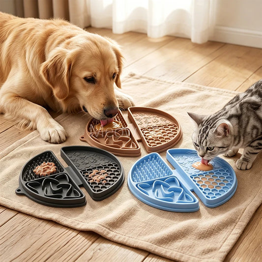4-in-1 Portable Foldable Silicone Pet Lick Mat Non-Slip Anti-Choking Dog Slow Feeder for Bathing Distraction & Food Training